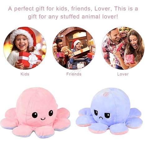 Storio Toy Octopus Plushie Reversible Soft Toys for Kids